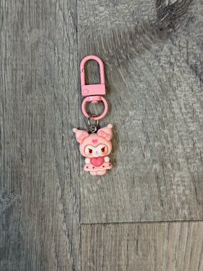 Sanrio Pink Heart Kuromi Character Key & Card Holder Charm